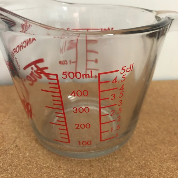 Anchor  Hocking Fire King Glass Measuring Cup Clear Holds 2 Cups - Picture 3 of 6